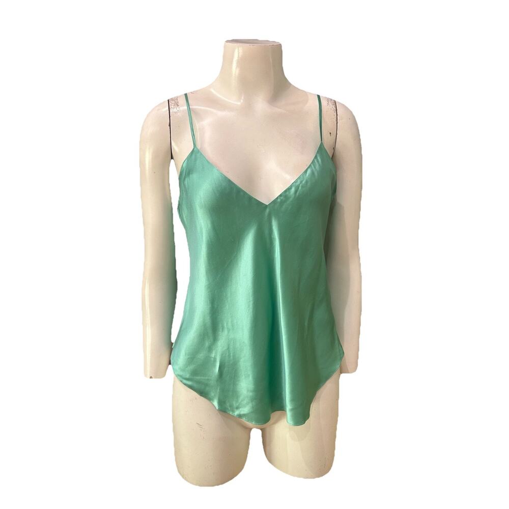 Victoria’s Secret Silk Camisole Top Aqua Teal Slip NWT Vintage M Hong Kong -